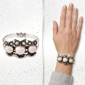 Silver White crystal stone claw bracelet